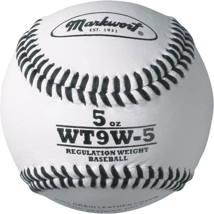 Varo Baseball Weighted 5 oz. Markwort Lite Weight and Weighted White Leather Baseball