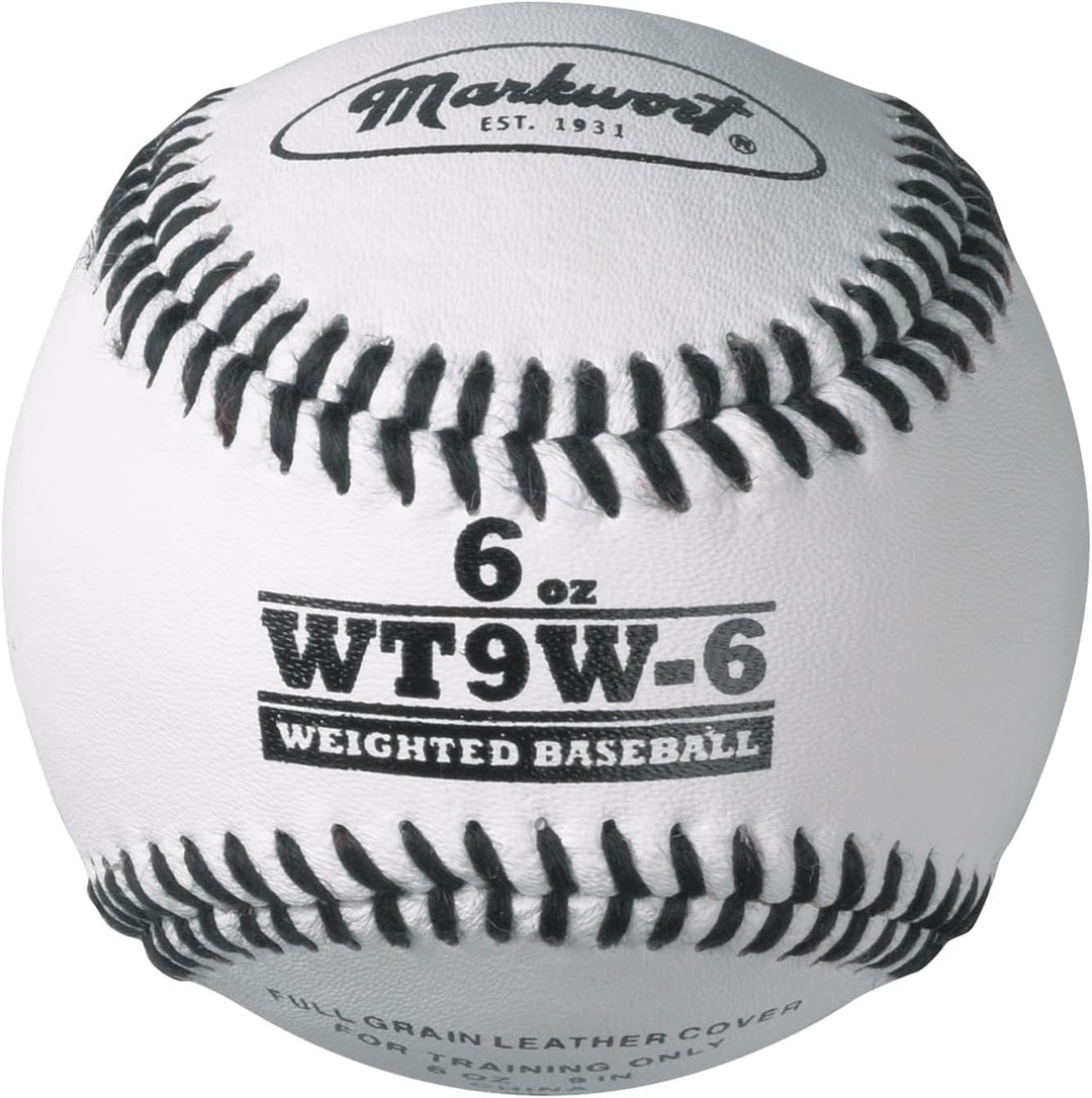 Varo Baseball Weighted 6 oz. Markwort Lite Weight and Weighted White Leather Baseball