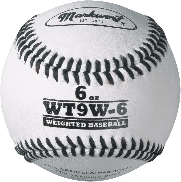 Varo Baseball Weighted 6 oz. Markwort Lite Weight and Weighted White Leather Baseball