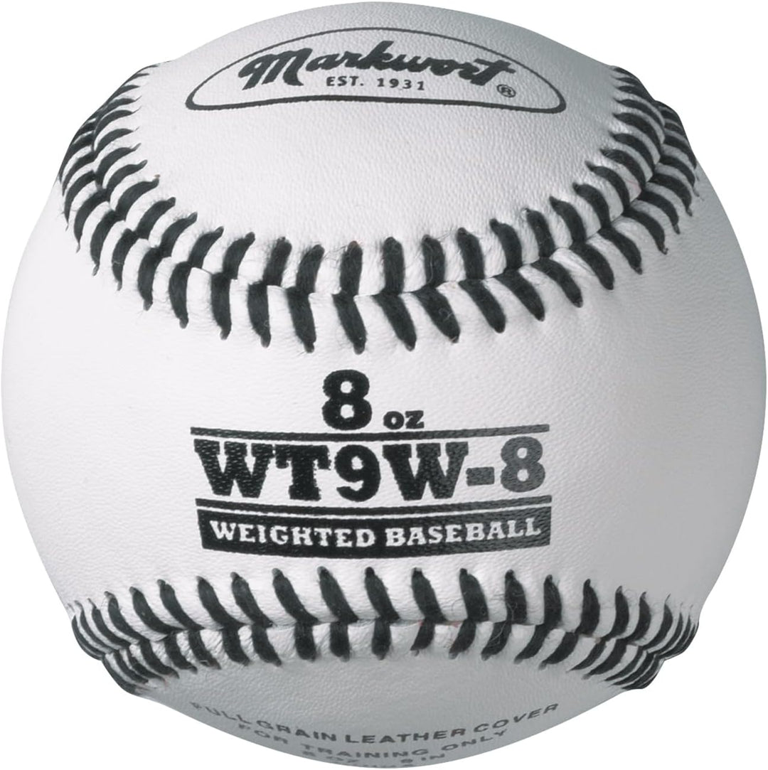 Varo Baseball Weighted 8 oz. Markwort Lite Weight and Weighted White Leather Baseball