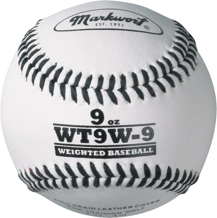 Varo Baseball Weighted 9 oz. Markwort Lite Weight and Weighted White Leather Baseball