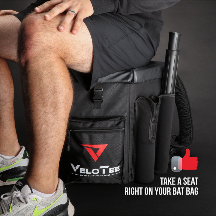 VeloTee Bat Bag Backpack VeloTee 2.0 Baseball & Softball Bat Bag with Batting Tee