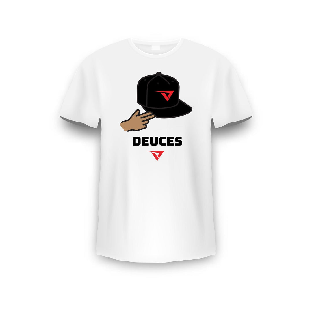 VeloTee Shirts & Tops Youth S / White T/Black Hat VeloTee Deuces T-Shirt