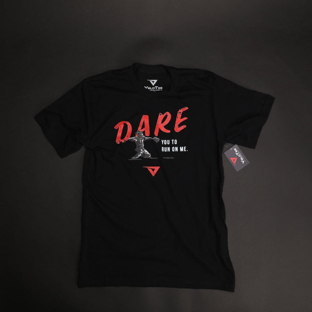 VeloTee T-Shirt Youth S / Black DARE You To Run On Me - VeloTee Catchers T-Shirt