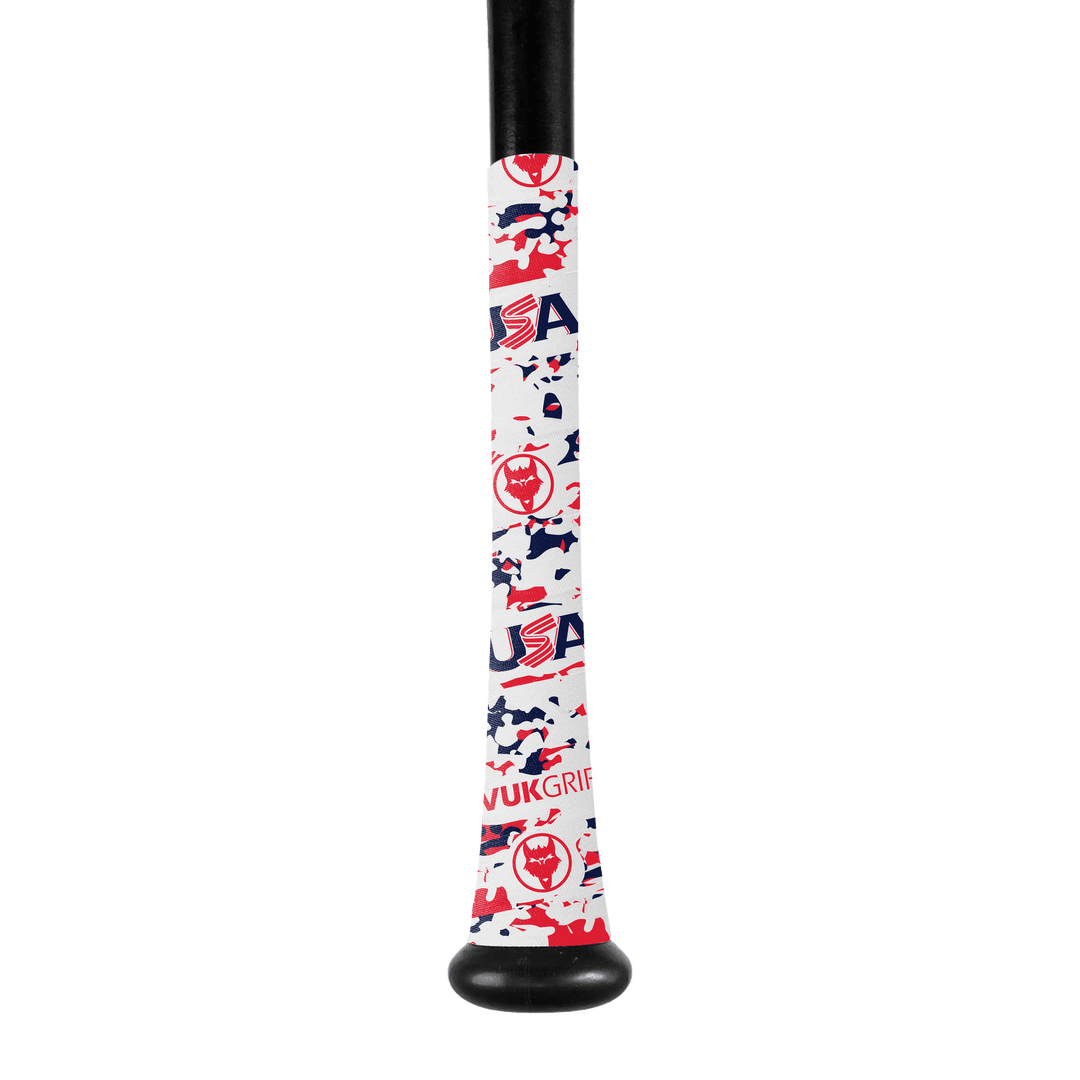 VukGripz Bat Grip White Camo USA Baseball Bat Grip Tape Collection